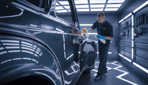 Scène détaillée d'un detailing automobile métamorphosé en art