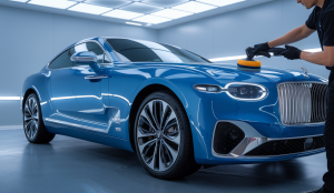 Une scène détaillée illustrant l'impact des nouveaux outils de detailing dans l'entretien automobile.