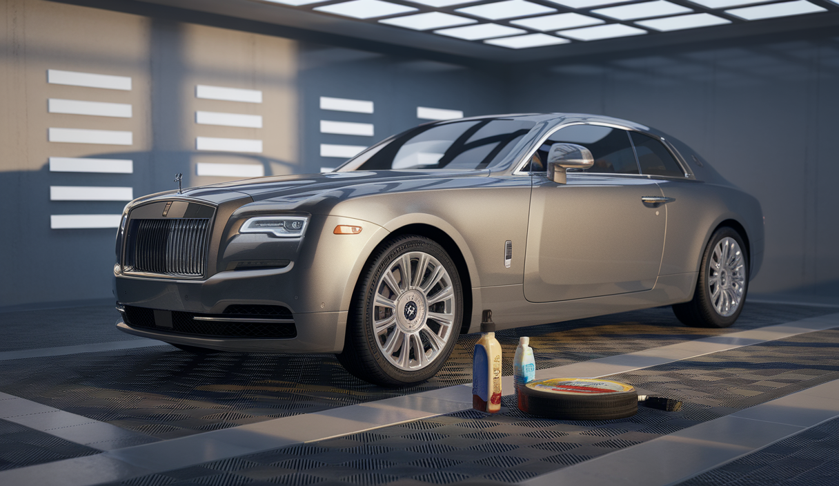 Image dynamique illustrant l'importance des produits de qualité pour le detailing automobile, avec une voiture resplendissante parfaitement nettoyée.