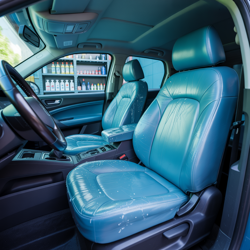 Un intérieur de voiture impeccablement nettoyé avec des produits DIY.
