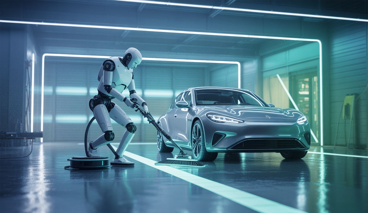 Illustration futuriste sur le détaillage automobile révolutionné par l'intelligence artificielle