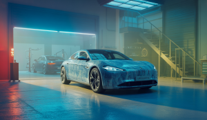 Voiture avec peinture protégée par traitement céramique, brillamment éclatante