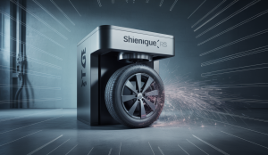Machine révolutionnaire ShineLogic RS appliquant un traitement rapide sur des pneus, offrant une finition impeccable.