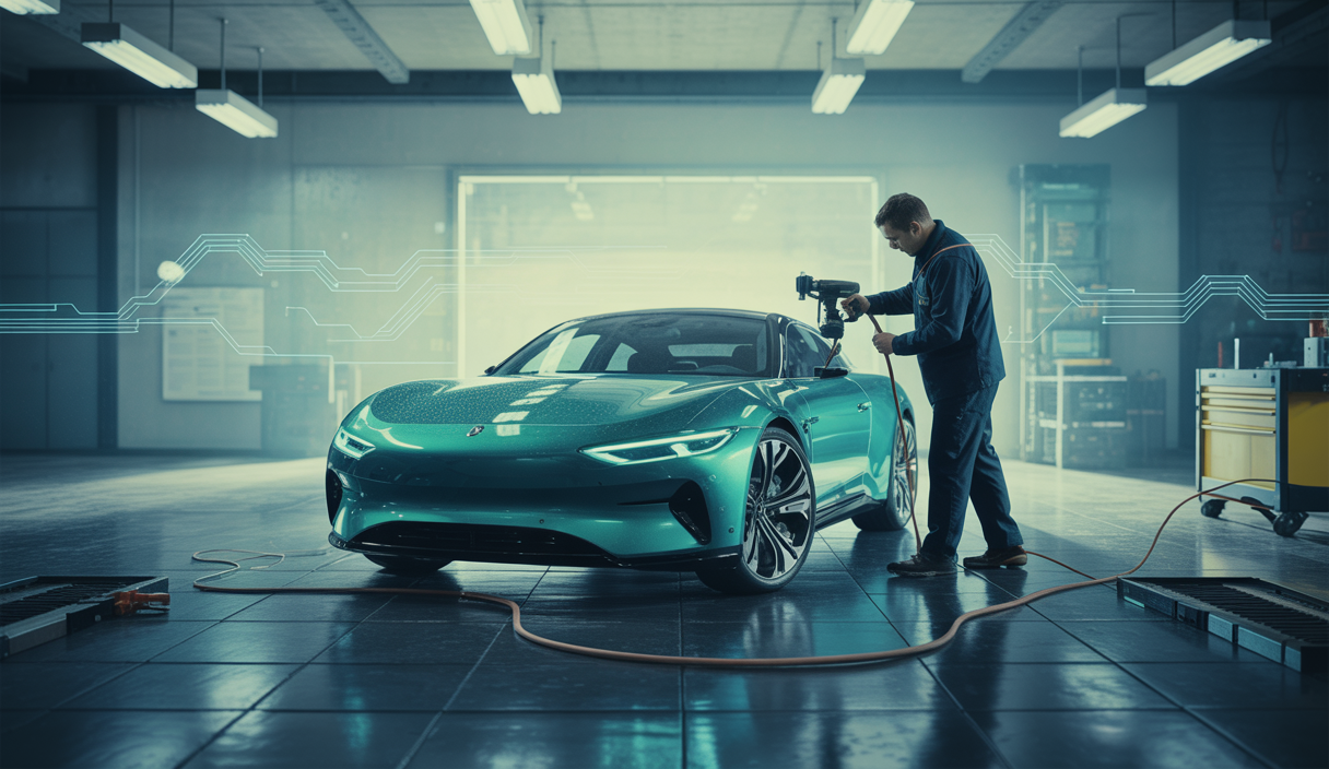 Image vibrant de l'innovation et des tendances dans le détaillage automobile 2025