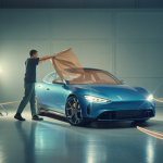 Image d'une voiture brillamment polie avec une finition éclatante