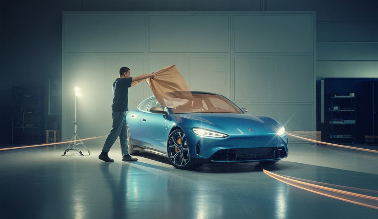Image d'une voiture brillamment polie avec une finition éclatante
